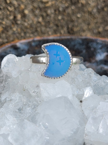 Opalite Moon Ring ~ Size 9