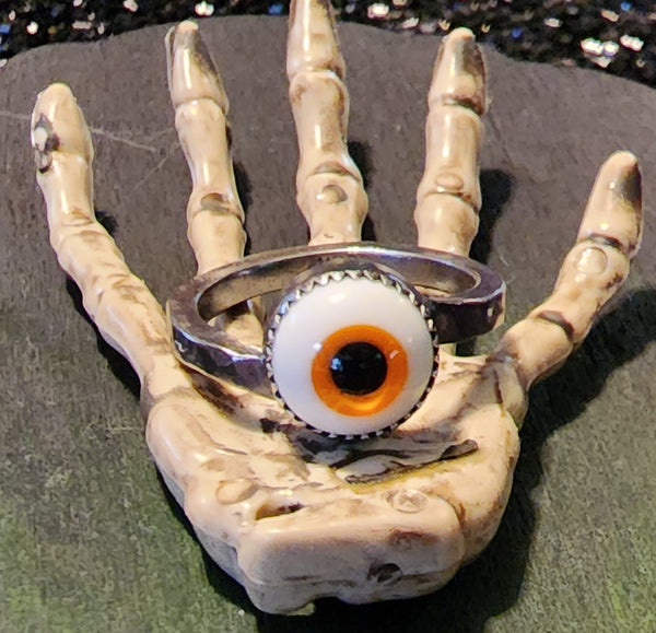 Orange Eye Ring ~ Size 8.25