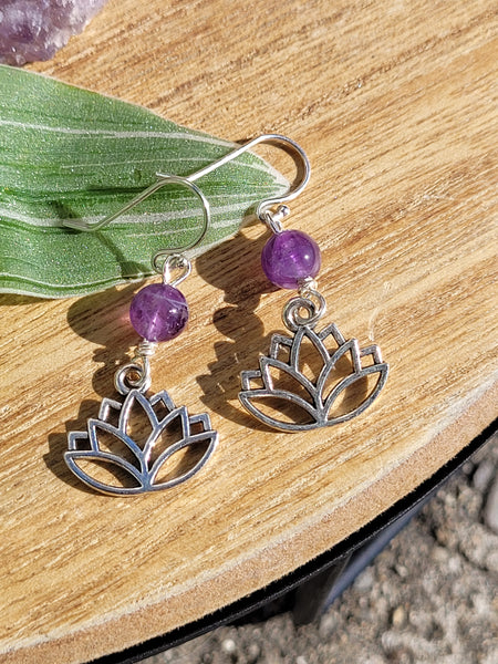 Purple Lotus Earrings