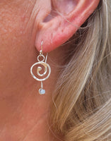 Spiral Earrings with Aquamarine Beads