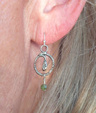 Snake Earrings with Chrysoprase Beads