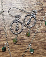 Snake Earrings with Chrysoprase Beads