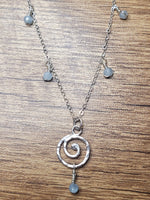 Spiral Necklace with Aquamarine Beads