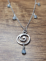 Spiral Necklace with Aquamarine Beads