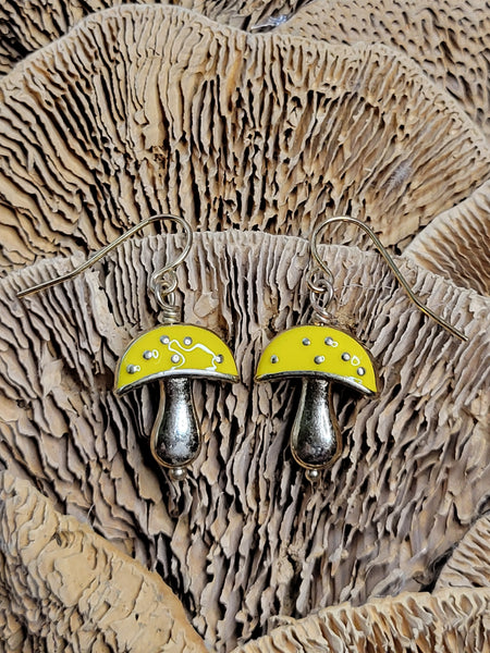 Yellow Mushroom Earrings