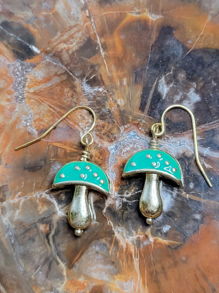 Green Mushroom Earrings