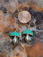 Green Mushroom Earrings