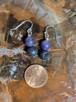 Amethyst/Lava Rock Earrings