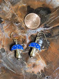 Blue Mushroom Earrings