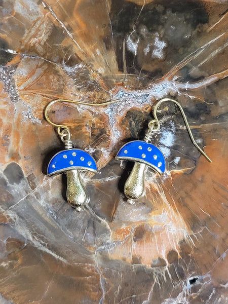 Blue Mushroom Earrings