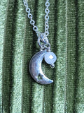 Moonstone Moon Necklace