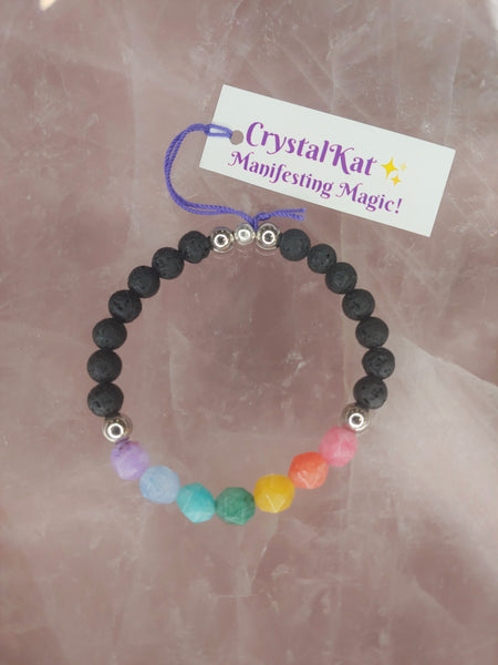 Rainbow/Chakra/Pride Bracelet ~ Faceted Beads