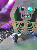 Black Agate Skull Ring ~ Size 7.5