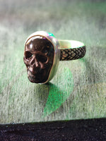Black Agate Skull Ring ~ Size 7.5