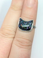 Rainbow Sparkle Cat Ring ~ Size 7.5