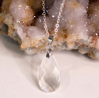 Faceted Clear Quartz Droplet Necklace